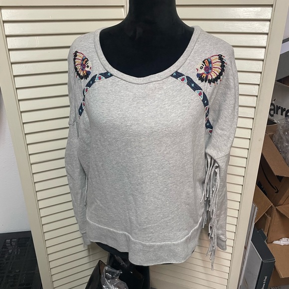 Ralph Lauren Denim & Supply Fringe Sweatshirt  gray, Beaded, Embroidered - Picture 8 of 12